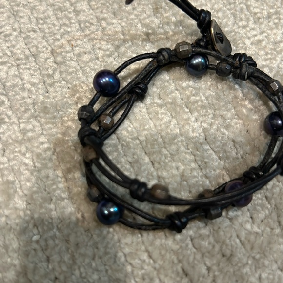 Chan Luu Brown Leather stone double layer bracelet - Picture 3 of 4